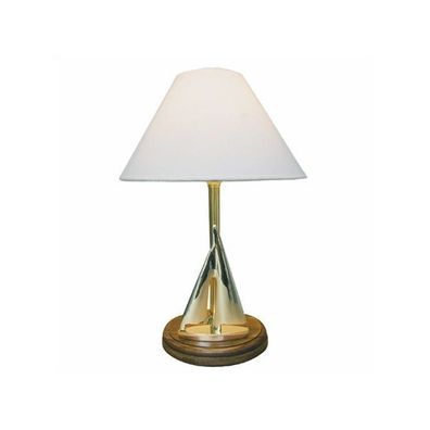 Tischlampe, Segelyacht Lampe, Schirmlampe mit Segelyacht, Messing 38 cm