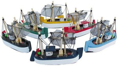 Krabbenkutter Flottille, 6 farbige Krabbenkutter, Bunte Modellboote