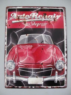 Blechschild Reklameschild, Auto Repair Shop, Auto, Werkstatt Wandschild 40x30 cm