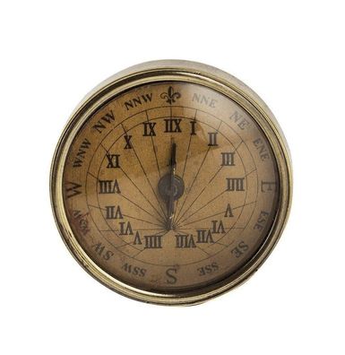 Sundial Kompass, Magnetkompas, Kleiner Barocker Kompass in bronziertem Messing