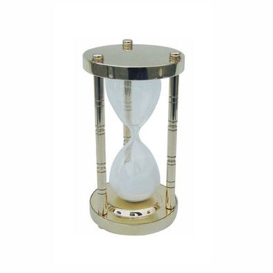 Sanduhr, Glasenuhr, Stundenglas, Läuferuhr, Messing poliert 5 Minuten