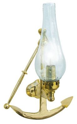 Wandlampe, Schiffs Wand-Leuchte, Elektro Schiffslampe mit Anker, Messing