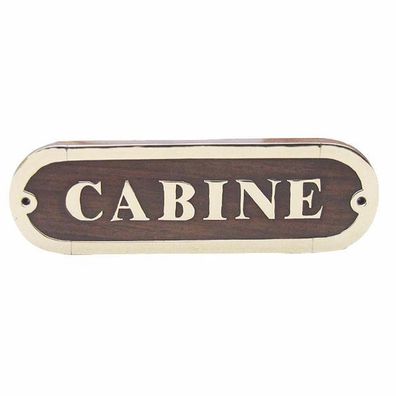Türschild "Cabine" Maritimes Kabinen Schild aus Edelholz und Messing