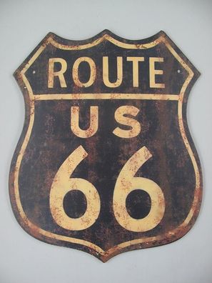 Blechschild, Reklameschild US Route 66 Blau, Motorroad Wandschild 55x45 cm