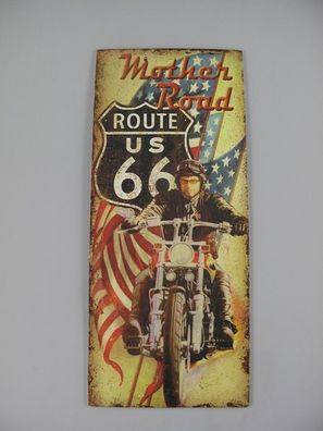 Blechschild, Reklameschild Mother Road US Route 66, Motorrad Wandschild 70x30 cm