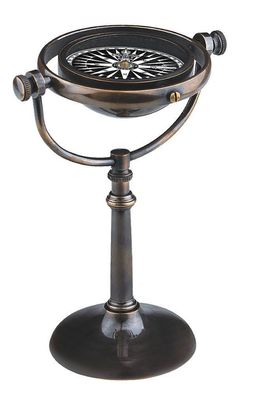 Magnet Kompass, Historischer Magnetkompass auf Bronze Stativ Kardanisch gelagert