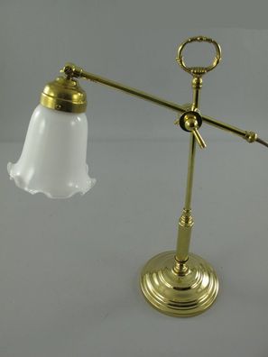 Tischlampe, Schreibtisch-Lampe, Arbeitsleuchte mit milchig weißem Glas Schirm