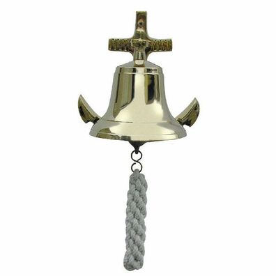 Schiffsglocke mit Anker Wandhalter, Messing Wandglocke Glocke Ø 12 cm