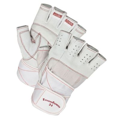 Leder Trainingshandschuhe mit Bandage / Gewichtheberhandschuhe XS-XXL "Deluxe White"
