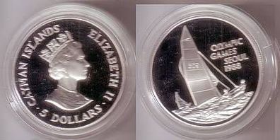 5 Dollar Silber Münze Cayman Inseln 1988 PP
