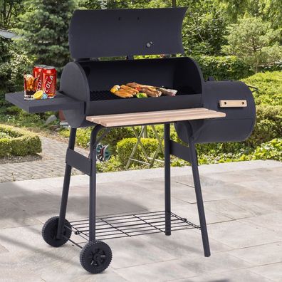 Outsunny® Grill Grillwagen Holzkohlengrill Standgrill Multifunktion Smoker