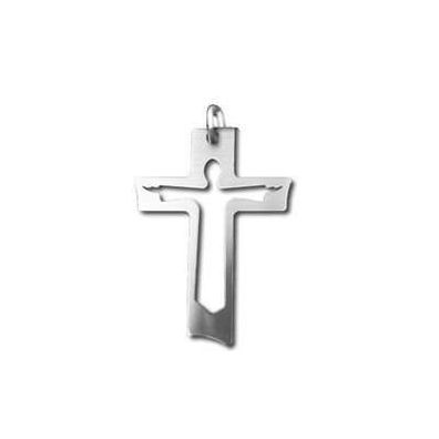 Schmuck Anhänger Edelstahl Auferstehungskreuz Kreuz "Gross" Jesus 4 cm