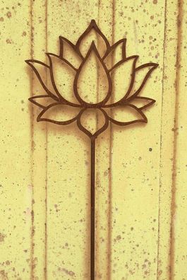 Lotus Blume Blüte 18x20cm + Stab Gartenstecker Edelrost Rost Yoga Seerose Rose