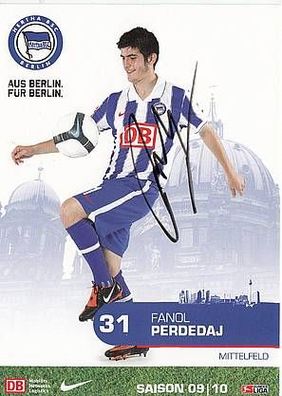 Fanol Perdedaj Hertha BSC Berlin 2009-10 Autogrammkarte + A34952