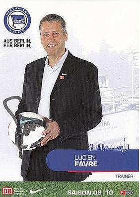 Lucien Favre Hertha BSC Berlin 2009-10 Autogrammkarte + A34950