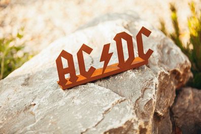 ACDC Edelrost Schriftzug Deko für Haus Terrasse und Garten AC/ DC Schild AC-DC