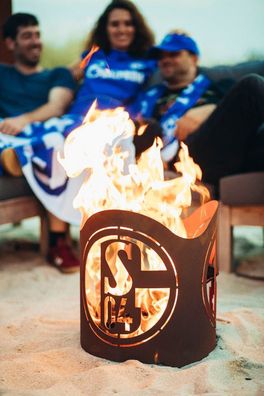 FC Schalke 04 Feuerkorb S04 rund blau-weiss Knappen Feuerstelle | S04-001-1