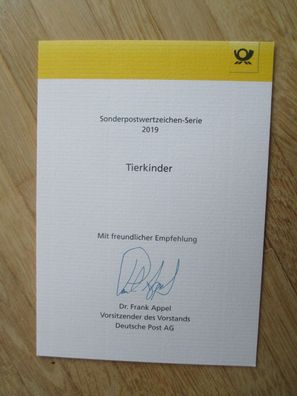 Deutsche Post Chef Dr. Frank Appel Autogramm & Sonderpostwertzeichen 2019!!