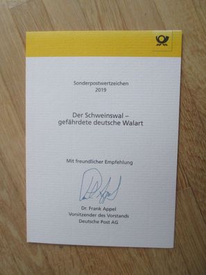 Deutsche Post Chef Dr. Frank Appel Autogramm & Sonderpostwertzeichen 2019!!!