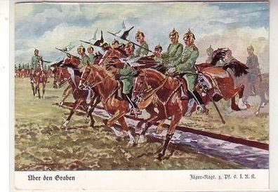 56104 Ak "Über den Graben" Jäger Regiment zu Pferde 9 I.A.K. um 1930
