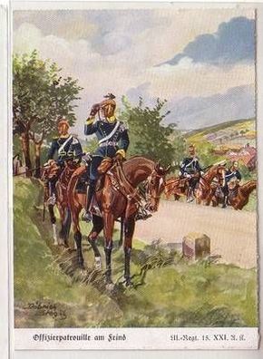55514 Ak "Offizierspatrouille am Feind" Ulanen Regiment 15 XXI.A.K. um 1930