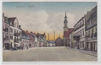 56977 Ak Lunzenau Markt mit Geschäften um 1910
