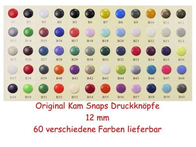 25 Original Kam Snap nähfrei Druck Knöpfe 60 Farben 12,4 mm snaps (0,09€/1Stk)