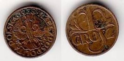 1 Groszy Kupfer Münze Polen 1938