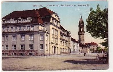 55546 Ak Bautzen Museum mit Reichenturm am Kornmarkt 1917
