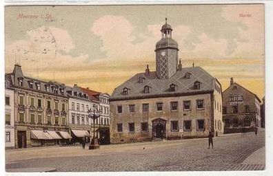 55553 Ak Meerane in Sachsen Markt mit Rathaus 1912