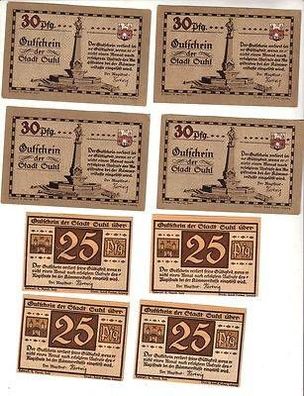 8 Banknoten Notgeld Stadt Suhl um 1920
