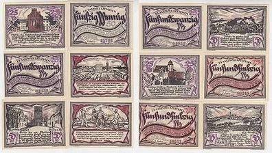 12 Banknoten Notgeld Stettin Randower Kreis 1921