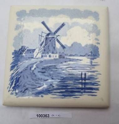hübscher Porzellan Untersetzer mit Motiv Windmühle Villeroy & Boch um 1920