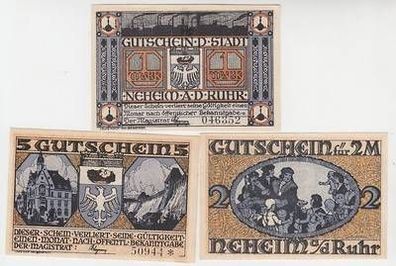 3 Banknoten Notgeld Gemeinde Neheim a.d. Ruhr Westfalen um 1921