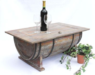 Couchtisch Weinfass 5084 Tisch aus Holz Weinregal 80 cm Beistelltisch Wein Bar
