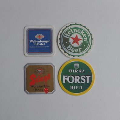 4 Bierdeckel , Stiegl , Weltenburger , Birra , Heineken