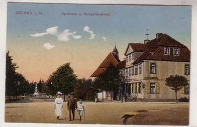 29379 Feldpost Ak Seesen a.H. Apotheke und Kriegerdenkmal 1915