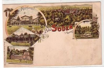 57316 Ak Lithographie Gruß aus Bad Soden im Taunus um 1900