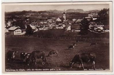 55426 Ak Scheidegg im Allgäu "Wo die Herden weiden geh´n ..." 1936