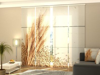 Fotogardine Weizen Schiebevorhang mit Motiv Flächenvorhang Foto Gardine auf Maß