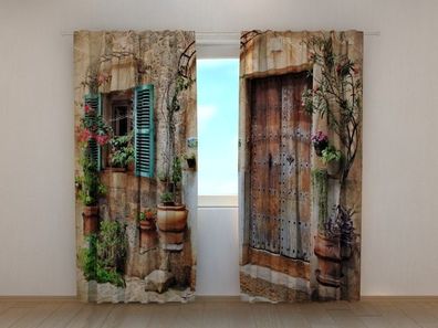 Fotogardine Antique Tür Vorhang bedruckt Fotodruck Fotovorhang mit Motiv nach Maß