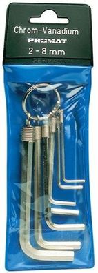 Winkelschraubendreher Satz 7tlg. 6KT SW2-8mm ISO2936 PROMAT i. Ku.-Tasche