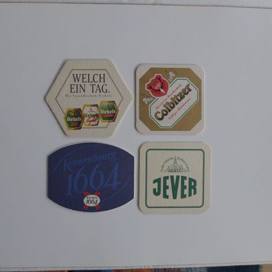 4 Bierdeckel Colbitzer Diebels Jever Kronenbourg