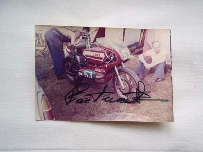 altes Foto Rennsport Motorrad Jawa , Autogrammfoto 70er Jahre