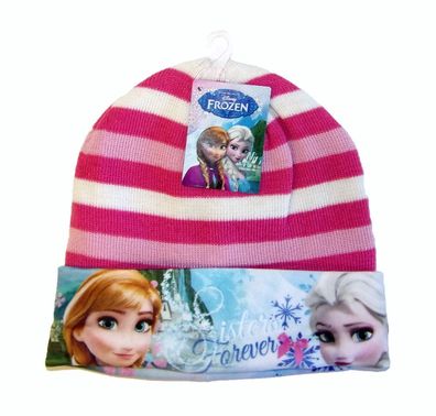 Disney Frozen Anna und Elsa Mütze für Mädchen Rosa-Weiß 54