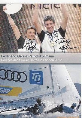 Ferdinand Gerz & Patrick Follmann Autogrammkarte Original Signiert Segeln + A37670