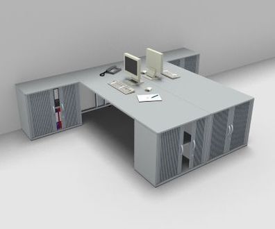 Doppelarbeitsplatz G24R mit 4 Rollladenschränke Schreibtische Schreibtischkombination