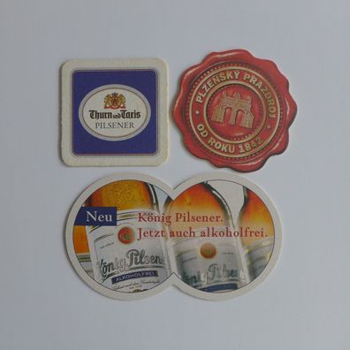 3 Bierdeckel Thurn und Taxis König Doppeldeckel Urquell