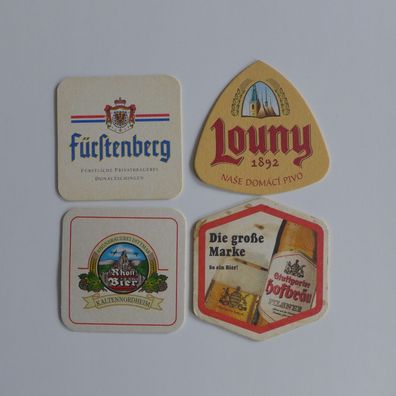 4 Bierdeckel Hofbräu Rhön Fürstenberg Louny