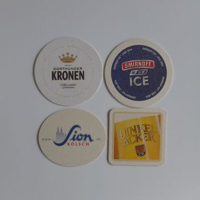 4 Bierdeckel , Sion , Dortmunder Kronen , Dinkelacker , Smirnoff